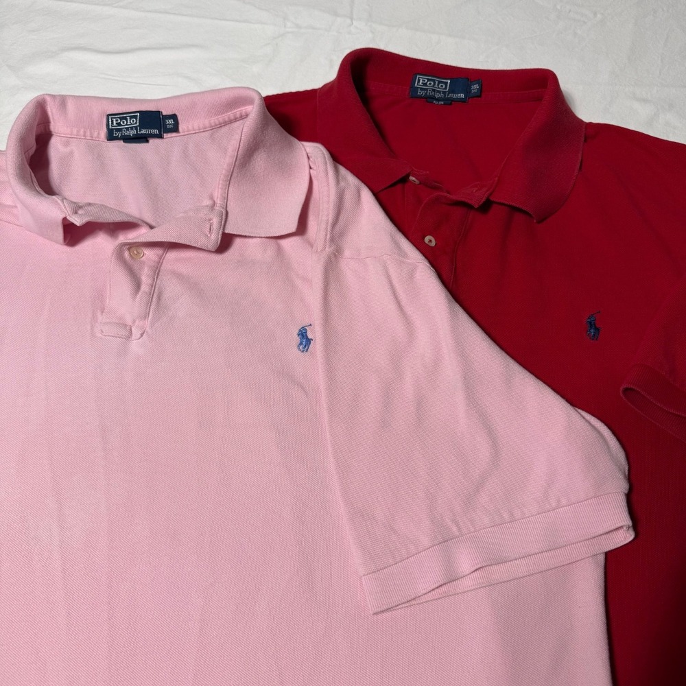 Lot of 2 Vintage Polo Ralph Lauren Shirts Men's 3XL Cotton Pique Short Sleeve